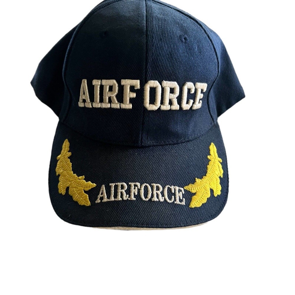 Vintage Air Force Self Fastening Trucker Cap Navy & Gold - Picture 2 of 7